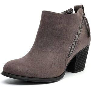 Women's 9 1/2 Extra Wide Width Ankle Boots Side Zipper Booties Gray (X Wide)